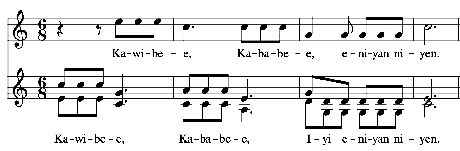 Musical staves with a treble and bass clef. More description below.