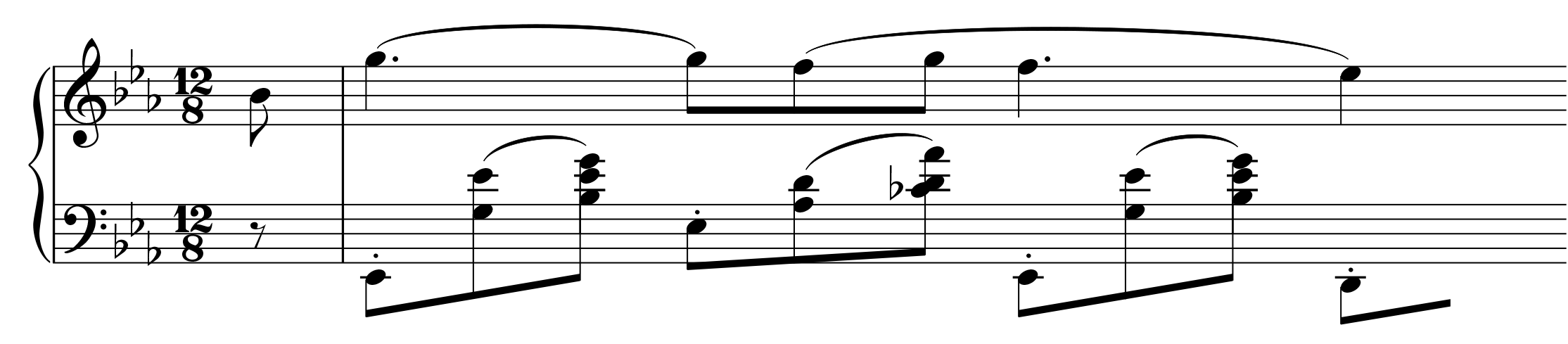 The opening measure (with anacrusis) of Chopin, Nocture in E-flat, op.9, no.2
